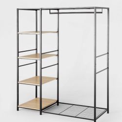Freestanding Wardrobe Black Metal 