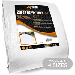 16x20 Heavy Duty Waterproof Tarp, 8 Mil Poly Tarp, Tear and UV Resistant Tarpaulin