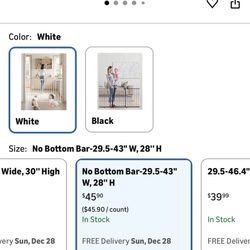 Baby & Pet Safety Gate – Adjustable 29.5–43 in., White