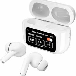 Wireless 5.4 Bluetooth Headset, Silicone earplug Digital Display Screen ENC ANC Two-Way Active Depth Noise Reduction Mobile Phone Search Function-Pear