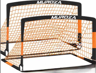 Kids Soccer Goals For Backyard Set, 2 Pack Of 6x4 Ft Portable Pop Up Soccer Nets
