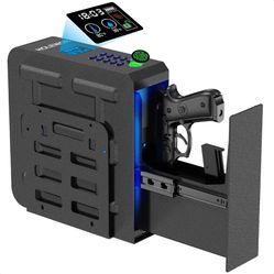 HOLEWOR GUN SAFE BIOMETRIC PISTOL BOX UNLOCK MOUNTED HANDGUN CASE - BLACK