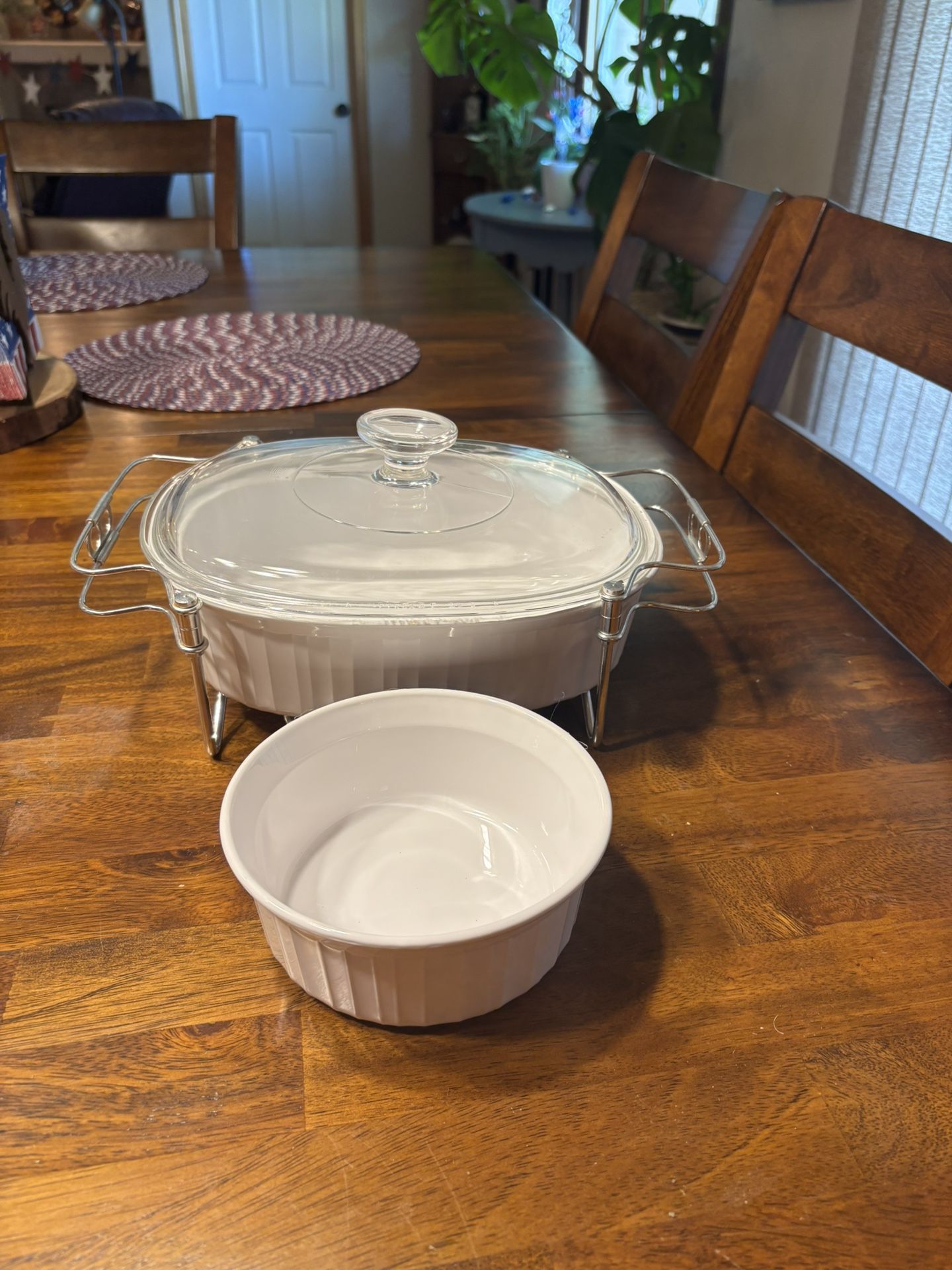CorningWare French White Oval Casserole Dish and accompanying dish