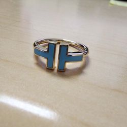 Tiffany T BLUE Turquoise RING 7 1/2 Gold 18k