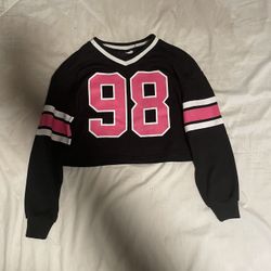 SHEIN Graphic Print 98 Black Jersey Crop Top For Girls Size 10Y