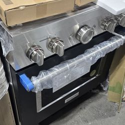 Brand New Kitchenaid Matte Black Commercial Style Gas Range 