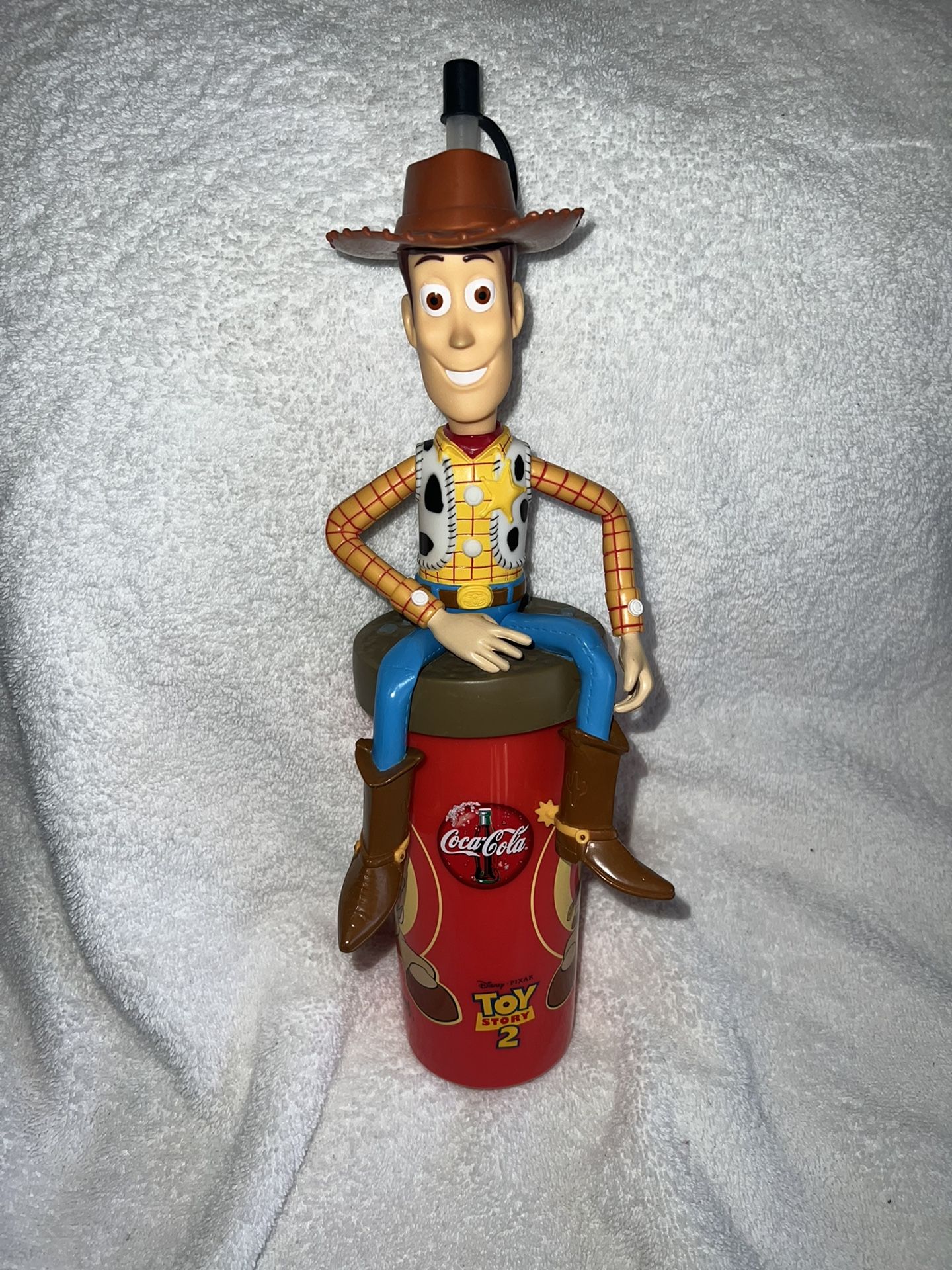 Disney Pixar Toy Story 2 Sheriff Woody Tumbler W/Cup & Straw 11.5" Tall