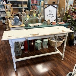 Chippy White Distressed Entry Table / Sofa Table / Console Table Coastal Shabby Chic Furniture