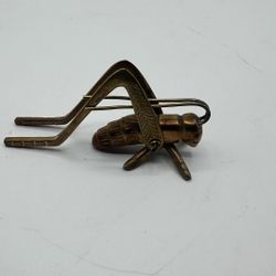 Vintage Estate Solid Brass Grasshopper or Cricket Paperweight Insect Figurine