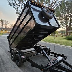 NEW DUMP TRAILERS 12x8x4 ROLLING TARP AND SPARE TIRE 2026 YEAR ELECTRIC BRAKES LIGHTS REMOTE CONTROL TITLE IN HAND READY FOR WORK🙂SE HABLA ESPAÑ...