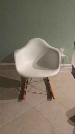 Kids white Eames-Style Rocking Armchair