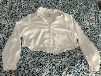 Zara Shirt Style Button Up Crop Top
