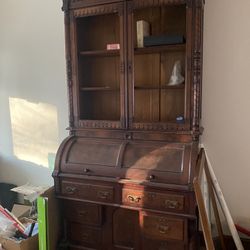 Antique Roll-top desk with bookcase