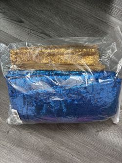 Blue And Gold Sequined Fabric