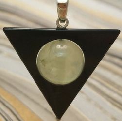 Black Onyx And Prehnite Pendant