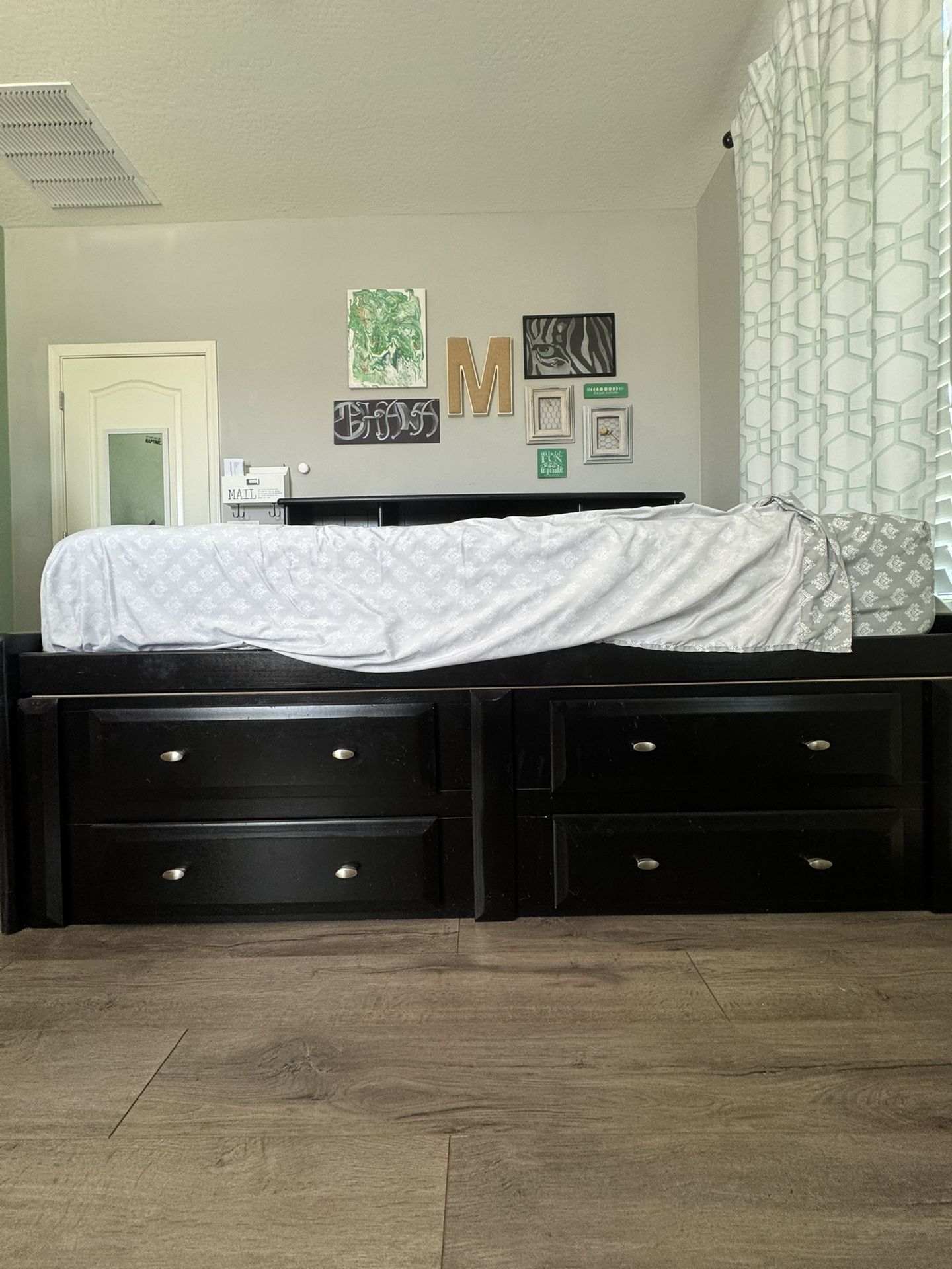 full size bed frame+ daybed+ storage+ drawers + shelves