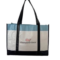 Vineyard Vines Reusable Shopping Bag/Tote 12 x 16 White w Pink Whale Logo