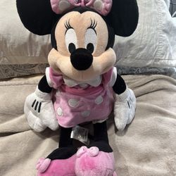 Disney Parks Minnie Mouse Plush Pink Dress Disneyland Walt Disney World 18”