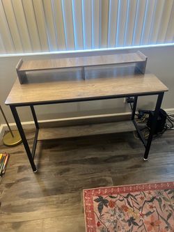 Desk with Monitor Shelf