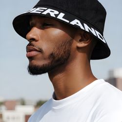 Timberland Men Women Black Logo Bucket Hat Sz L/XL  - New with tag, still in retail packaging. - Black with large logo that says Timberland on brim. -