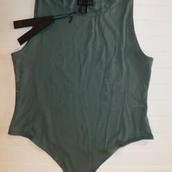 NWT House Of Harlow 1960 Sleeveless Crew Bodysuit Sage Green Women XL