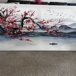 Cherry Blossom Canvas Wall Hanging 