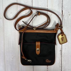 Dooney & Bourke Nylon Black and Tan Men's Crossbody Bag