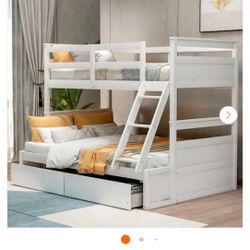 Wood Bunk Bed with 2-Drawers