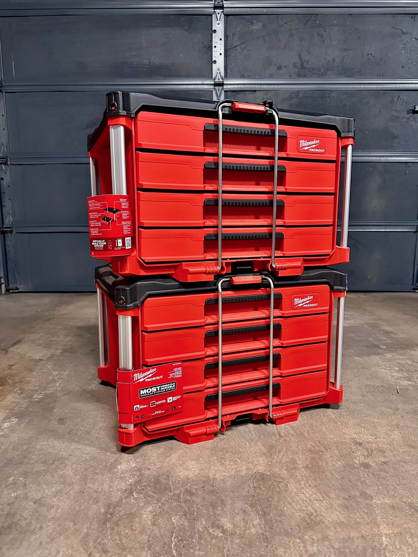 Two (2) Milwaukee PACKOUT 22” Inch 4-Drawer Tool Box 