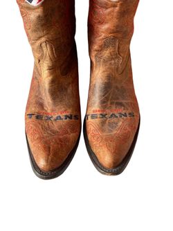 Houston Texans Ladies Brown Leather Boots size 8 Fancy Red  display picture 1