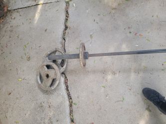Olympic Barebell w Weights(x2 10lb x2 25lb)