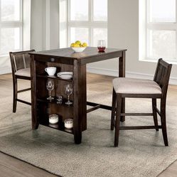 Dark Cherry/Gray 3 Pc Counter Ht Set (1 Table + 2 Chairs)