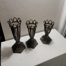3 Brass Candle Holders