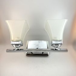 Chrome. & Glass Light Fixture