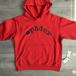 Spider Red VVS Rhinestone Hoodie Medium And Large