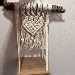 Macrame Wall Hanging Plant Decor Shelf Indoor Floating Wood shelve Decorative Hand Made Rope Boho Shelving for Plants