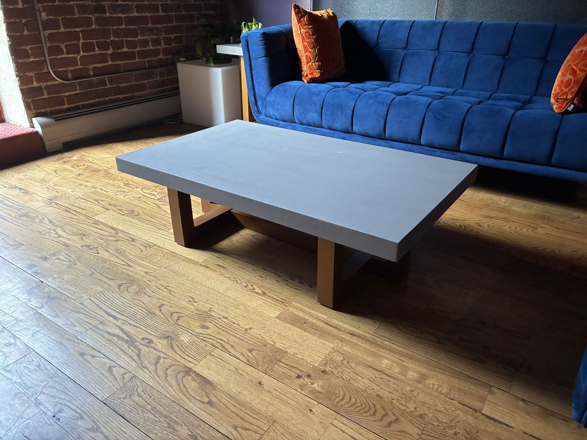 Faux Concrete Top Rectangular Coffee Table - Walnut