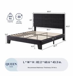 Queen black velvet bed frame brand new in the box