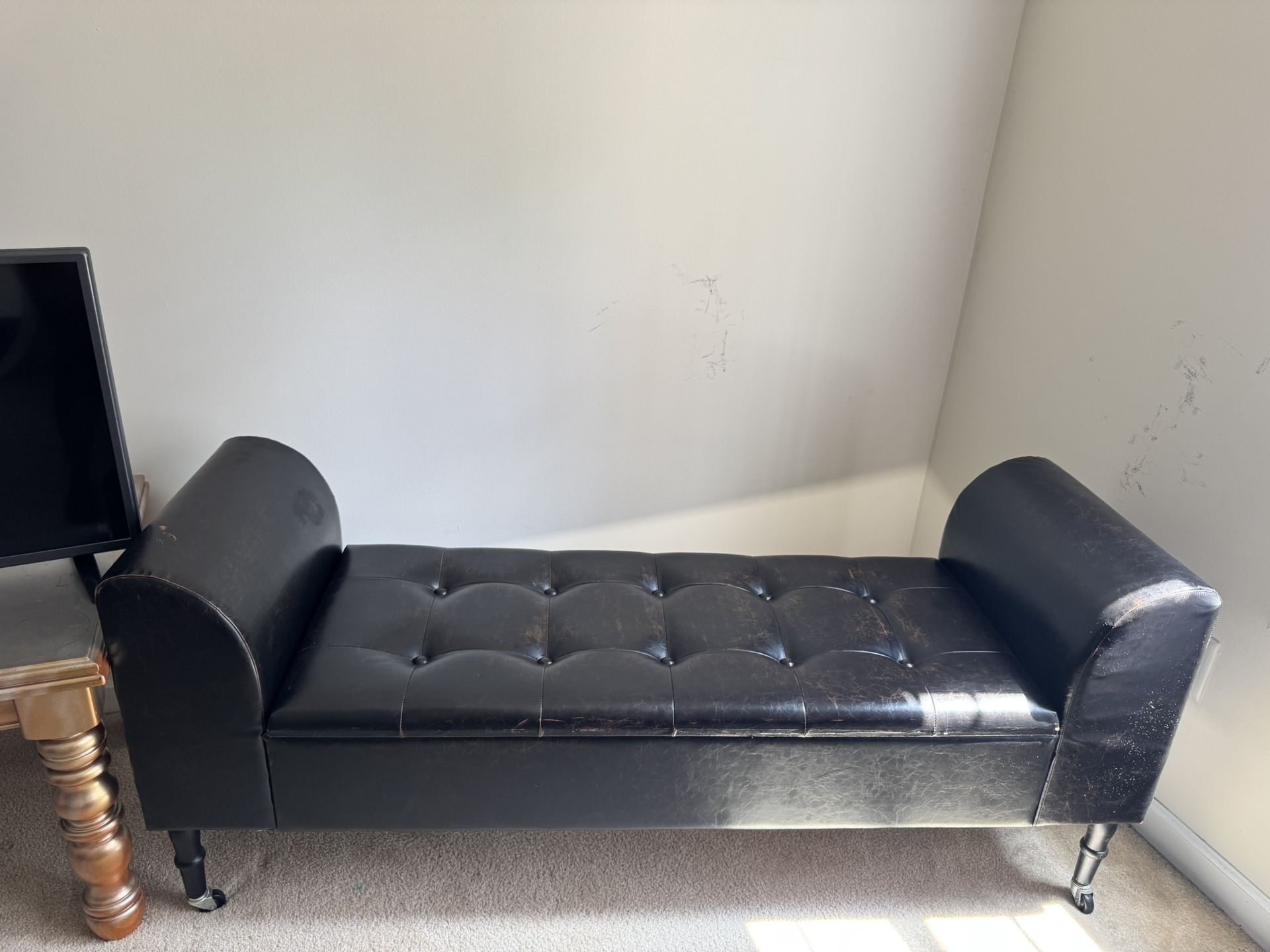 Faux Leather Bench/Ottoman