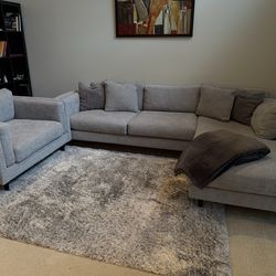 Complete Living Room Set (Couch, chair, 43” HD TV w/ soundbar, TV stand, & rug) Move-In Ready!