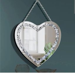 Crystal Crush Diamond Heart Shaped Silver Mirror