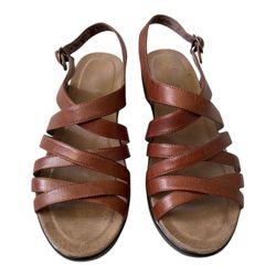 Dansko Dani Brown Burnished Full-Grain Leather Sandals size 40