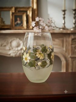 Hand-Painted Floral Glass Vase