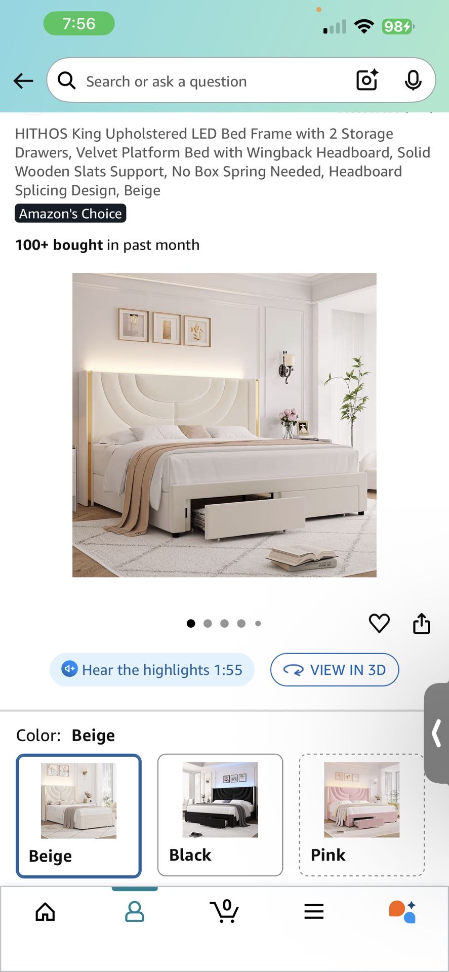 King Size Bed W/ Mattress 