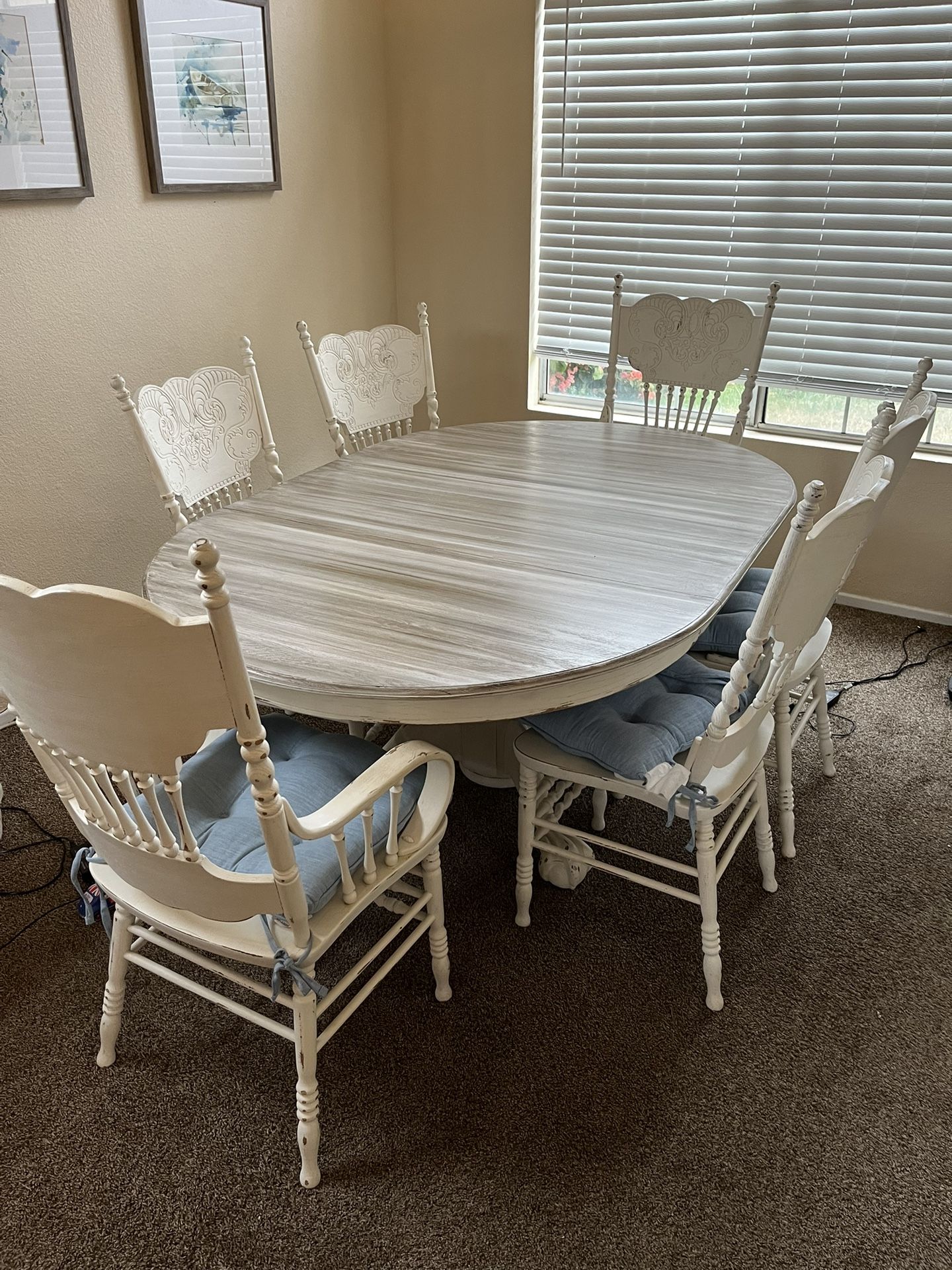 Dining Room Table And Chairs, Includes Leaf, Coastal Wood, Modern