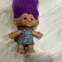Vintage Early 90s Troll Doll 5” Ace Novelty Purple Hair