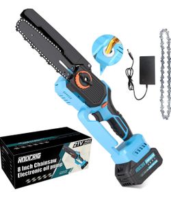 Mini Chainsaw 8-inch, Cordless Chain-saw Tool Set, Brushless Chainsaw with 1x 4.0Ah Batteries, Handheld Electric Power Chain Saw with Oiler, Safety Lo