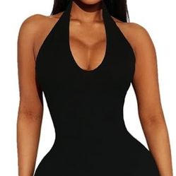 Halter Bodycon Jumpsuit In Pink