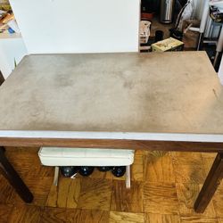 Concrete and walnut dining/computer table 