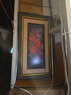 Pink rose picture with frame